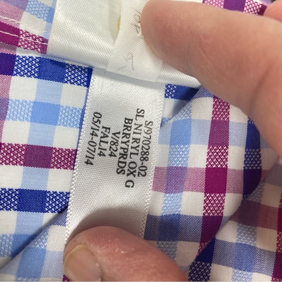 Banana Republic No Iron Slim Fit Men’s Dress Shirt Size Large Blue & Red Plaid - Picture 13 of 15